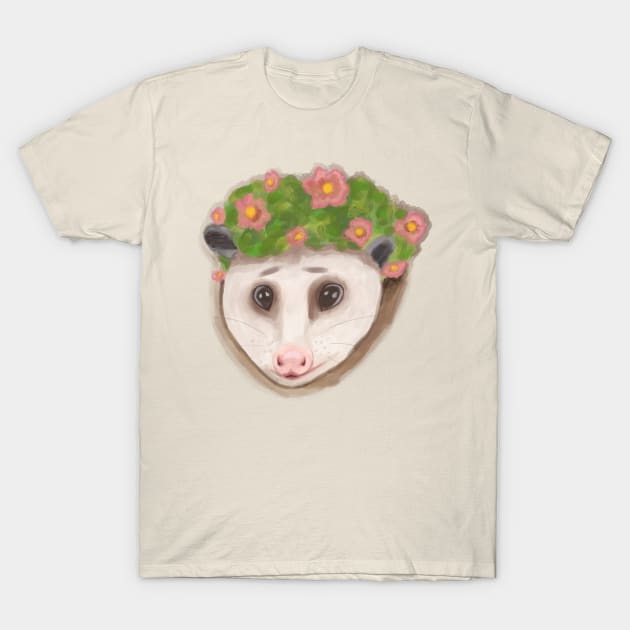 Cottage core opossum with flower crown T-Shirt by Bingust